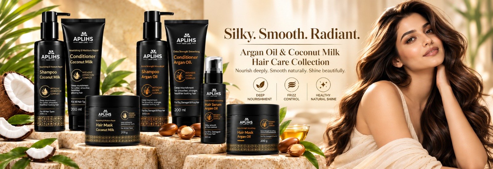 APLIHS Argan Oil and Coconut Milk Hair Care Collection — Silky. Smooth. Radiant.