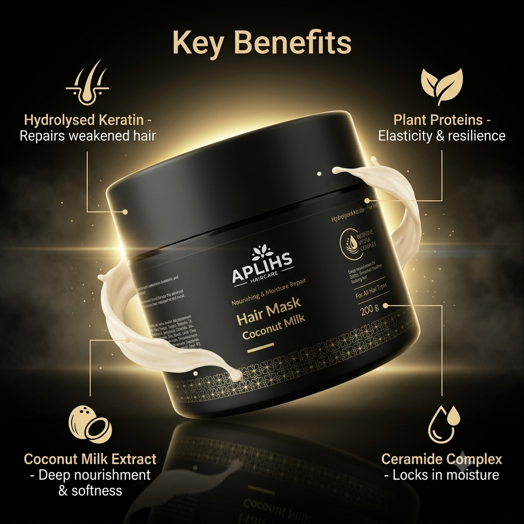 Nourishing & Moisture Repair Coconut Milk Hair Mask – Intensive Hydra Complex (200 g) - Image 4